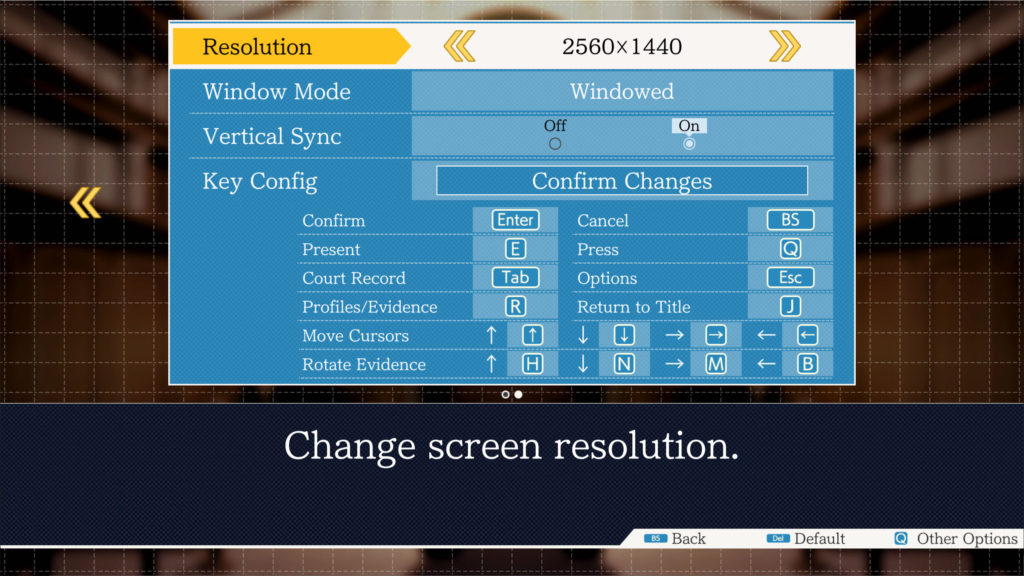 Seen is the resolution options for Phoenix Wright Ace Attorney Trilogy in today's Options for Accessibility.