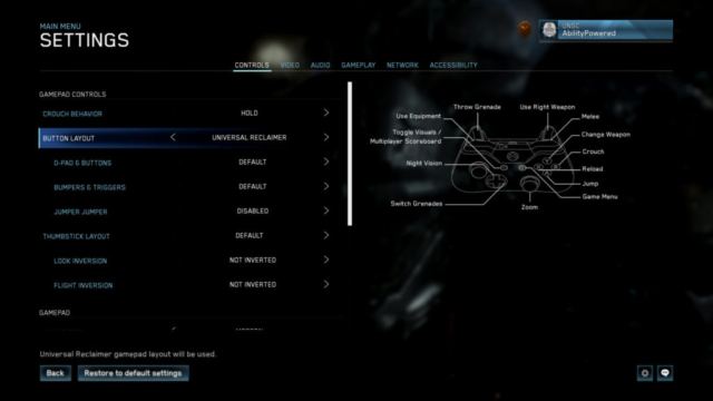 Seen are the continued controls settings screen for gamepad controls in Halo Master Chief Collection in today's Options for Accessibility.