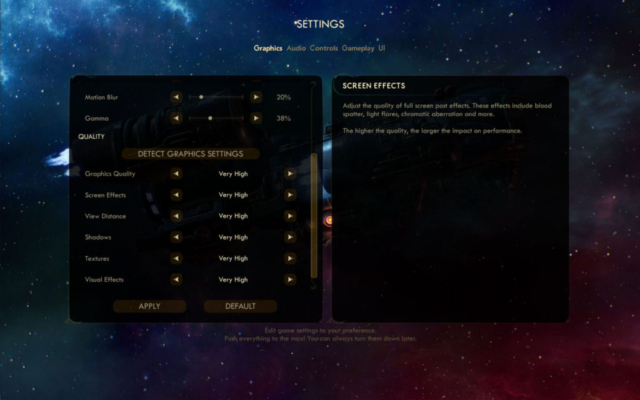 Seen are the continued graphic settings for Obsidian Entertainment's RPG The Outer Worlds provided in today's Options for Accessibility.